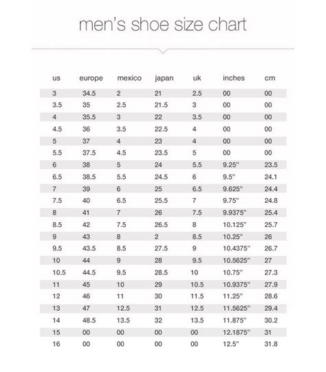 hermes men's shoe size chart